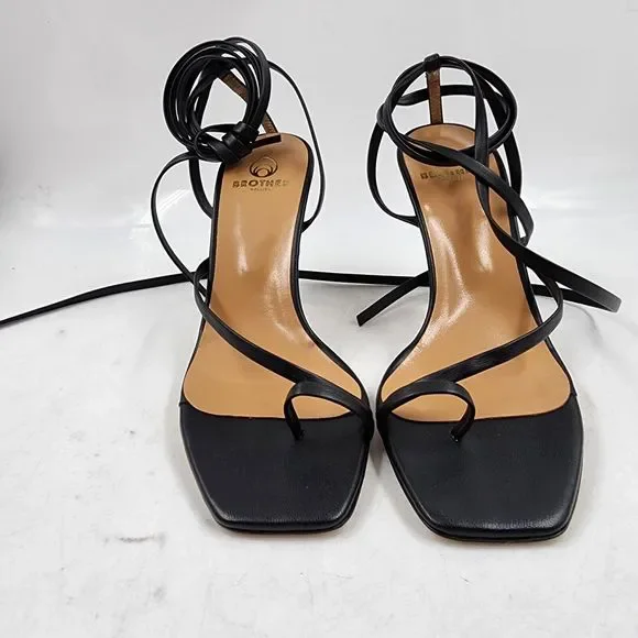 Brother Vellies Bike Strappy Tassel High Heel Sandals Women's 6 Midnight Lace Up - Picture 7 of 15